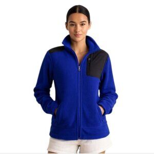 Lauren Ralph Lauren Active Blue & Black Full - Zip Sherpa Fleece Jacket